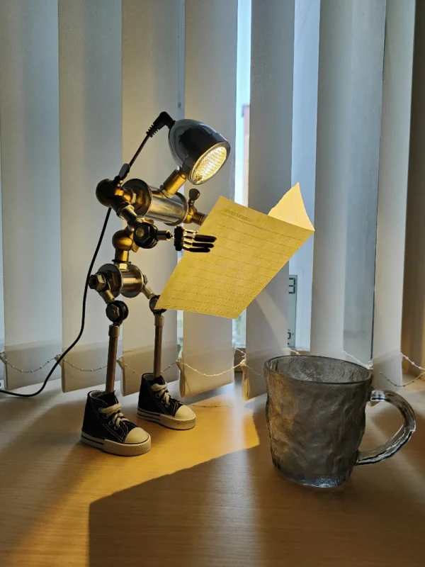 RRobot shaped ambient light cyberpunk desktop light-Steampunk Lamp, Robot Desk Lamp, Industrial Table Lamp, Retro Robot Light, Vintage Pipe Lamp, Steampunk Decor, Edison Bulb Lamp, Robot Home Decor, Mechanical Lamp, Steampunk Gift Idea, Handmade Robot Lamp, Industrial Home Lighting, Metal Robot Lamp, Rustic Desk Light, Unique Desk Lamp-nic-decoe-nic-home-woleseller-bd-nicdecor-nichomedecor-best-gift-Bd-Price