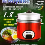 Miyako ASL-1180, Red Rice Cooker, 1.8L Rice Cooker, Non-stick Double Pot Cooker, Aluminium Steamer, Electric Rice Cooker, Kitchen Appliance BD, Durable Rice Cooker, Miyako Bangladesh, Home Cooking Essentials-nic-nichomedecor-nicdecor