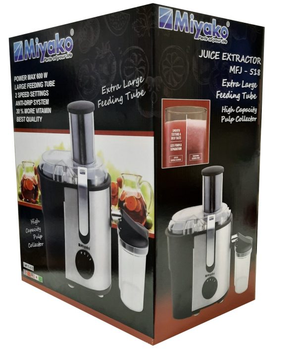 Miyako MFJ-518, 600W juicer, Miyako juicer, kitchen appliances, best juicer, fruit juicer, vegetable juicer, durable juicer, home appliance Bangladesh, health juice maker