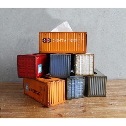 Shipping Container Shaped Tissue Box – Metal Build - NIC HOME DECOR
