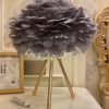 Original goose feather shade with golden metal stand bedroom table lampw