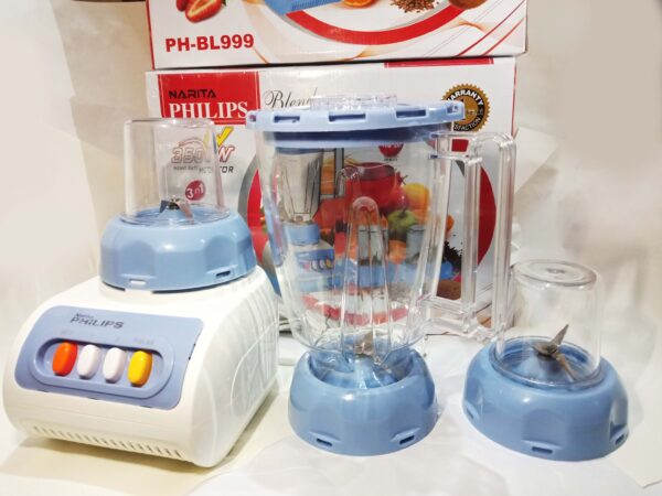 Philips Blender, Philips Grinder, Blender Grinder Combo, Philips BL-999, 2-in-1 Blender, Blender with 3 Jars, 350W Blender, Small Kitchen Appliances, Smoothie Maker, Spice Grinder, Affordable Blender, Home Blender, Compact Blender, Food Preparation, Electric Blender, Blender BD, Philips Blender Bangladesh-nic-home-decor, wholesale-bd, best-price-bd, best-products-in-bd, gifts-and-unique, nic-wall-e-tissue-holder, unique-home-decor-bd, robot-tissue-box-bd, disney-merchandise-bangladesh, quirky-gift-ideas-bd
