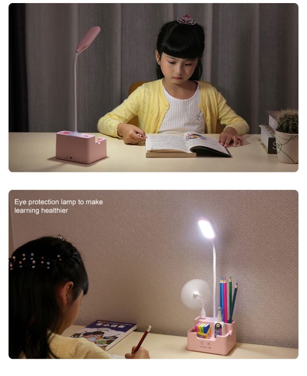 4 in 1 multi function led desk lamp with fan -4 in 1 desk lamp BD, LED desk lamp with fan, multifunction table lamp, rechargeable desk lamp, digital clock lamp BD, study lamp with fan, USB lamp Bangladesh, table lamp with pen holder, nicdecor.com, NiC Home Decor