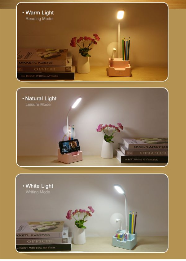 4 in 1 multi function led desk lamp with fan -4 in 1 desk lamp BD, LED desk lamp with fan, multifunction table lamp, rechargeable desk lamp, digital clock lamp BD, study lamp with fan, USB lamp Bangladesh, table lamp with pen holder, nicdecor.com, NiC Home Decor