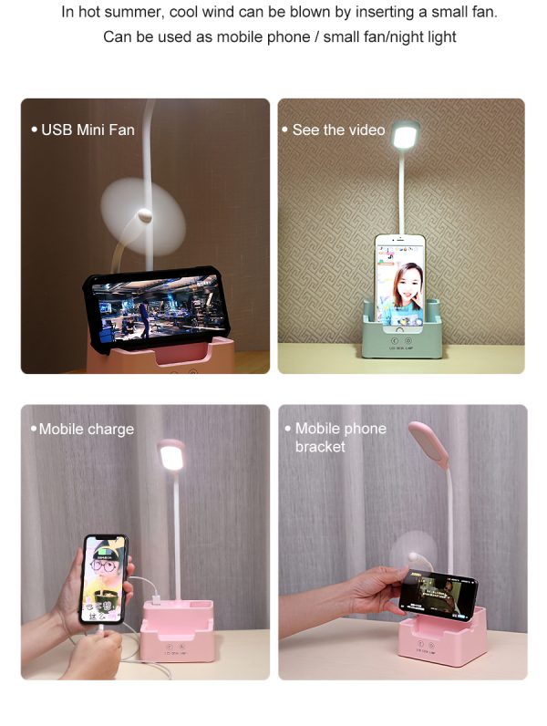 4 in 1 multi function led desk lamp with fan -4 in 1 desk lamp BD, LED desk lamp with fan, multifunction table lamp, rechargeable desk lamp, digital clock lamp BD, study lamp with fan, USB lamp Bangladesh, table lamp with pen holder, nicdecor.com, NiC Home Decor
