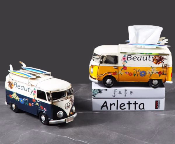 retro bus tissue box, vintage car tissue holder, decorative tissue box, home office decor, dustproof tissue storage, unique tissue dispenser, collectible tissue box, novelty tissue holder, gift for car enthusiasts, wholesale tissue box Bangladesh