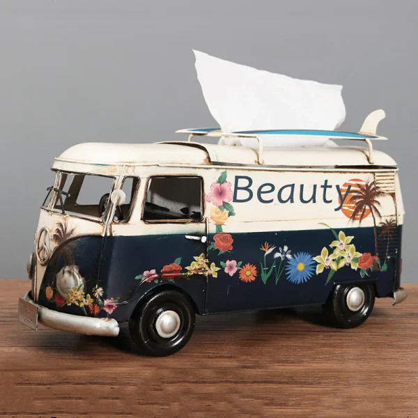 retro bus tissue box, vintage car tissue holder, decorative tissue box, home office decor, dustproof tissue storage, unique tissue dispenser, collectible tissue box, novelty tissue holder, gift for car enthusiasts, wholesale tissue box Bangladesh
