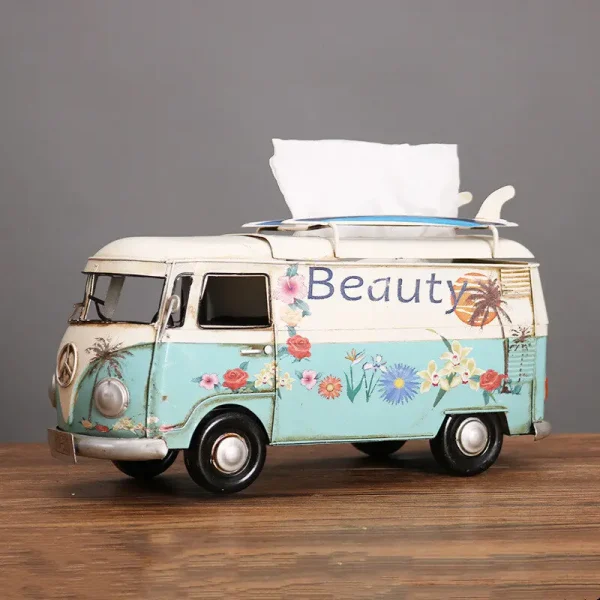 retro bus tissue box, vintage car tissue holder, decorative tissue box, home office decor, dustproof tissue storage, unique tissue dispenser, collectible tissue box, novelty tissue holder, gift for car enthusiasts, wholesale tissue box Bangladesh