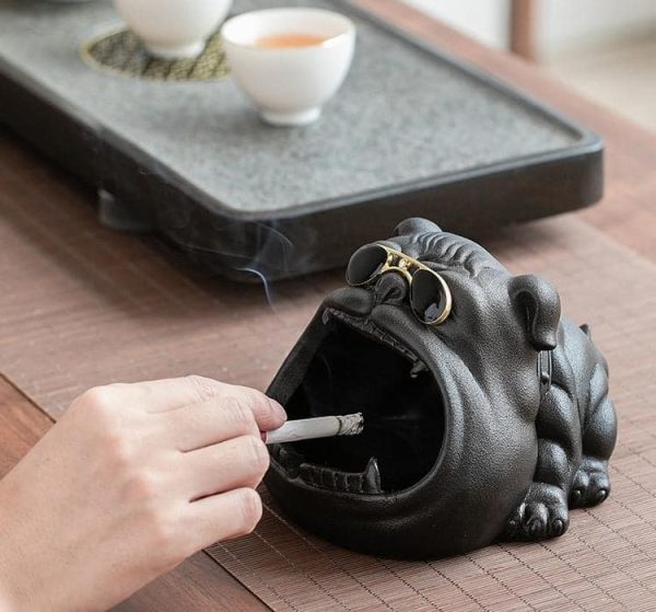 boxer dog ashtray, windproof ceramic ashtray, large capacity ashtray, home decor ashtray, car ashtray, unique ashtray design, dog lover gift, ceramic ashtray with lid, decorative ashtray, wholesale ashtray Bangladesh
