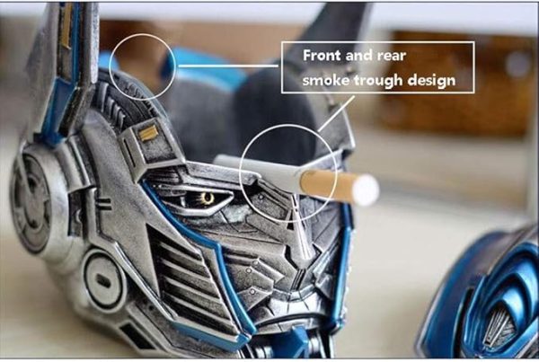 transforming optimus ashtray, robot model ashtray, windproof ashtray with lid, sci-fi desk decor, cool ashtray toy, optimus prime ashtray, home office ashtray, resin ashtray bd, unique gift for smokers, wholesale ashtray bangladesh