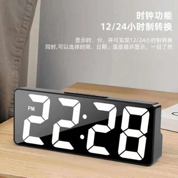 led mirror clock bd, digital alarm clock bd, table clock with temperature, desktop clock with led display, modern mirror clock, alarm clock with snooze bd, stylish desk clock, multifunction table clock bd, Nic Home Decor, nicdecor.com