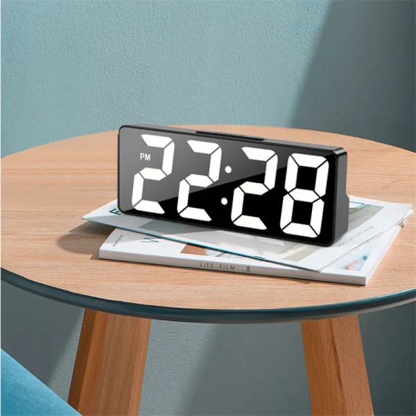 led mirror clock bd, digital alarm clock bd, table clock with temperature, desktop clock with led display, modern mirror clock, alarm clock with snooze bd, stylish desk clock, multifunction table clock bd, Nic Home Decor, nicdecor.com