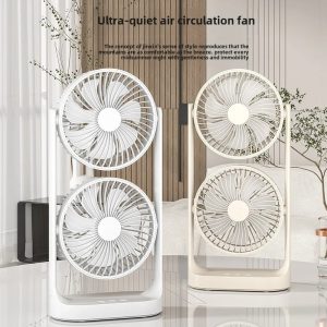 Double head high wind air circulation desktop fan portable double layer cooling fan