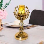 Golden color metal body with crystal design candle holder 1