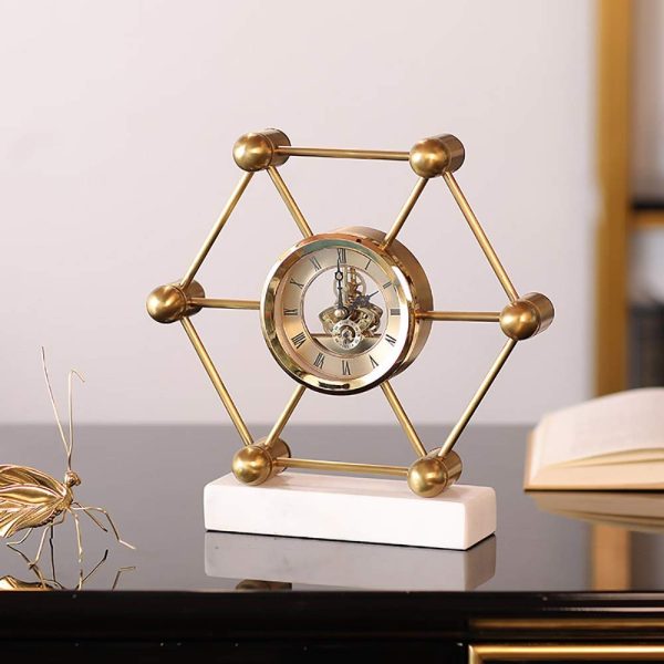 Heavy golden skeleton roman clock for desktop, office, gifts