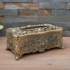 metal tissue box holder, antique rose tissue box, vintage tissue cover, floral tissue holder, home decor accessory, elegant tissue box, nicdecor.com, nichomedecor, gift for home, metal desk organizer