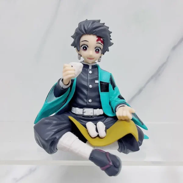 Tanjirou figure anime slayer eating rice balls sitting pose character action figure ghost slayer desk 2