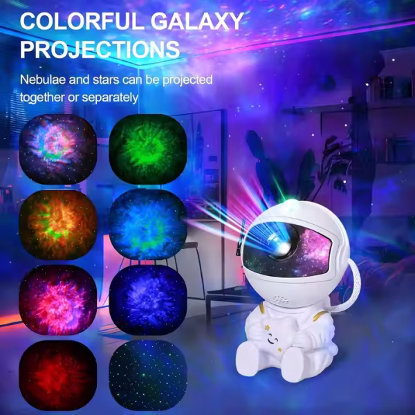 3D Astronaut Night Light, Nebula Star Projector, Kids Night Lamp, Space Themed Light, Starry Night Light, USB Powered Night Light, Adjustable Projection Lamp, Remote Control Night Light, nicdecor.com, nichomedecor