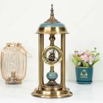 Antique golden color skeleton dial desk clock