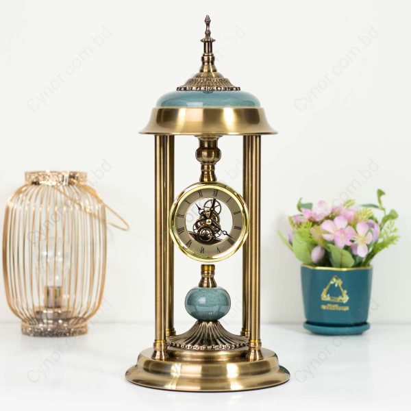 Antique golden color skeleton dial desk clock