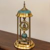 Antique golden skeleton dial desk clock1