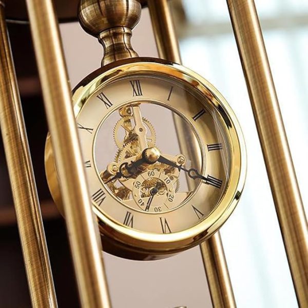 Antique golden skeleton dial desk clock3