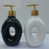 Black and white ceramic donut shaped soap dispensers 3