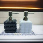 Black and white ceramic soap dispensers 1