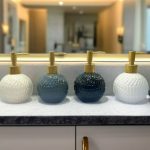 Ceramic lotion soap dispensers with gold pumps 1