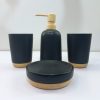 Matte black and bamboo bathroom set 2
