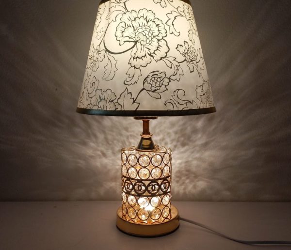Metal crystal decorative table lamp with microfiber shade 3