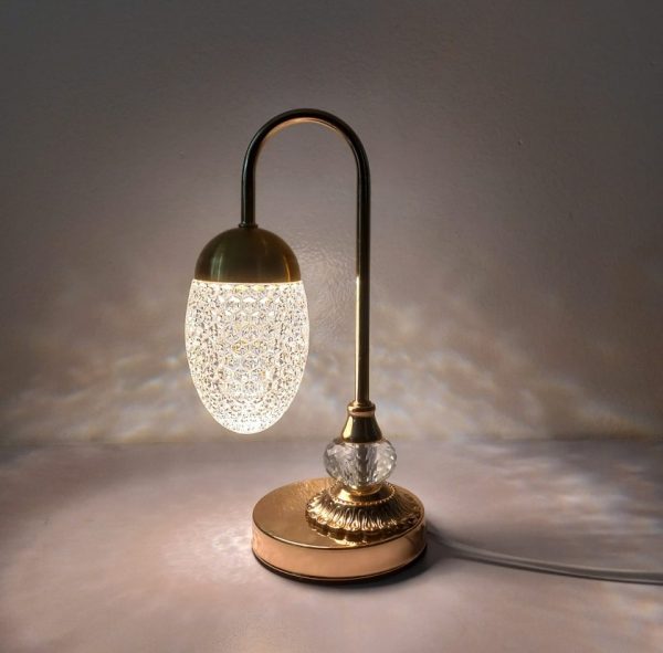 Rose gold metal & crystal glass table lamp