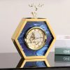 glam desk clock, agate table clock, deer head clock, hexagon clock, gold finish clock, home decor clock, office desk clock, nicdecor.com, nichomedecor
