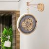 gear wall clock, double sided clock, retro station clock, vintage industrial clock, silent wall clock, home decor, nic home Decor, nichomedecor.com, hallway clock, office clock