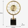golden sunflower clock, modern table clock, minimalist desk clock, floral tabletop decor, quiet quartz clock, home office accessory, creative flower clock, nicdecor.com, nichomedecor