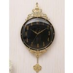 gold wall clock, antique wall clock, pendulum wall clock, heavy metal wall clock, vintage wall clock, golden color clock, large wall clock, home decor clock, nicdecor.com, nichomedecor
