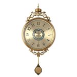 pendulum wall clock, metal wall clock, European American clock, golden pendulum clock, luxury wall clock, silent clock, home decor, nic home Decor, nichomedecor.com, luxurious clock