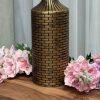 Brick pattern bottle vase – gold & black 3