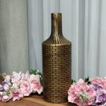 Brick pattern bottle vase – gold & black 4