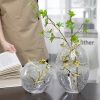 Crackle glass vase with golden metal accents 2