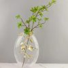 Crackle glass vase with golden metal accents 5