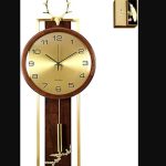 Pendulum wall clock – modern decor with pure copper deer head & solid wood (27.16″ × 11.41″ × 2.75″ inch)