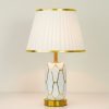 White & Golden Ceramic Metal Table Lamp with White Fabric Shade