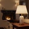 White & Golden Ceramic Metal Table Lamp with White Fabric Shade2