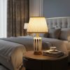 White & Golden Ceramic Table Lamp with Cream Fabric Shade3