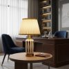 White & Golden Ceramic Table Lamp with Cream Fabric Shade4