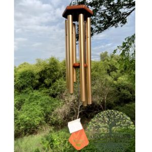 Rose gold wind chime, sympathy wind chime, wood & aluminum chime, tuned wind chime, melody aureole tunes, balcony decor, nicdecor.com, nichomedecor, gift wind chime, calm relaxing sound
