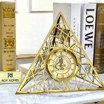 Golden Pyramid Metal Table Clock – Luxurious Timepiece