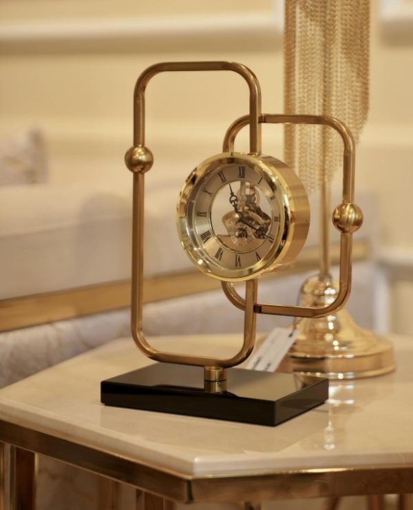 Modern Abstract Gold Frame Table Clock