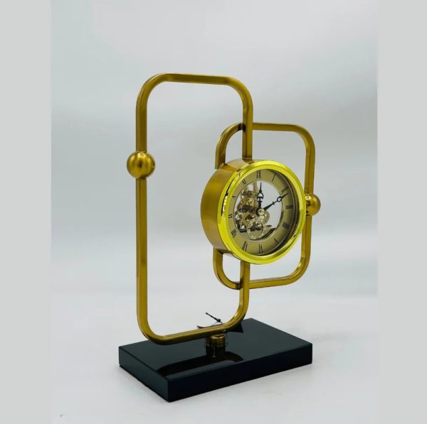Modern Abstract Gold Frame Table Clock